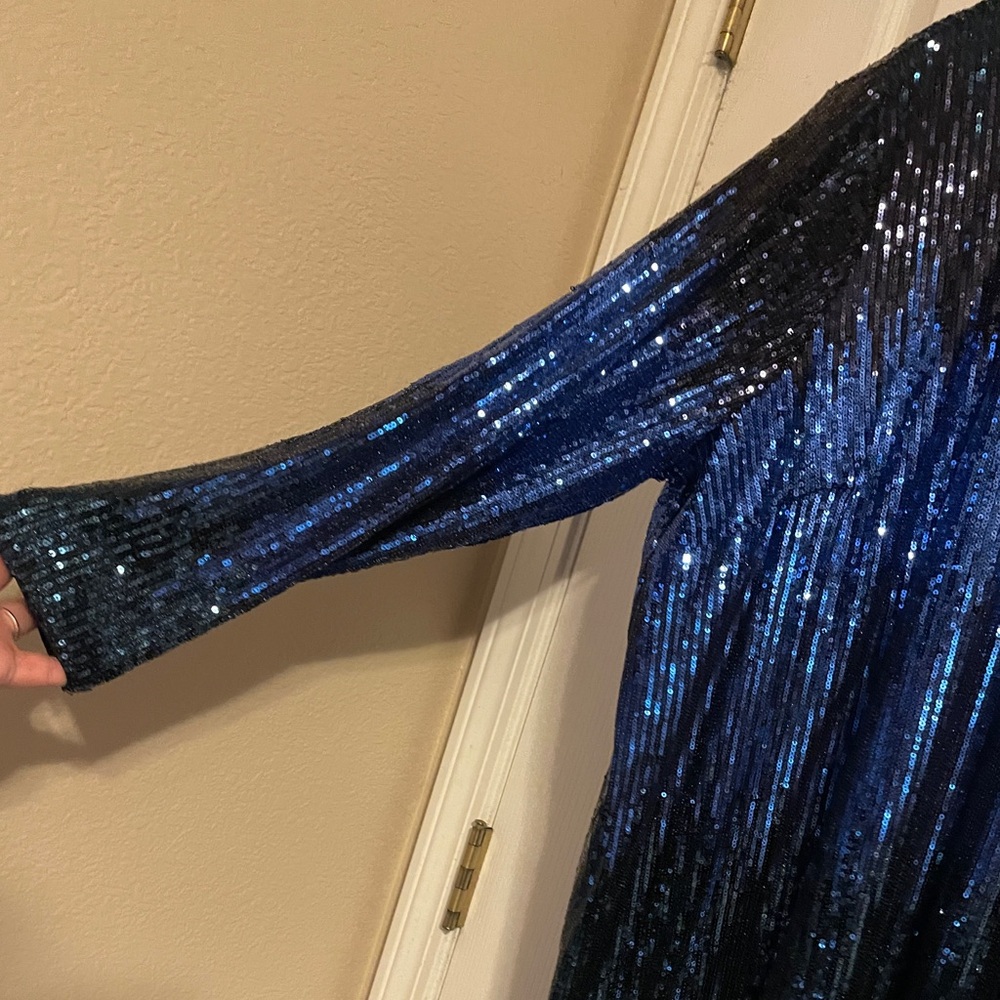 NWT Chelsea28 Blue Stunning Sequin Dress 2X‎ Party Cocktail Formal Cruise Bridal - Picture 2 of 4